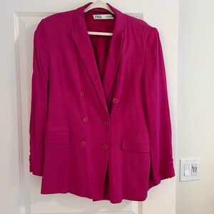 Zara fuschia double breasted blazer